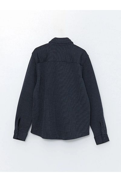 LC Waikiki Lcw Vision Navy Blue Long Sleeve Textured Boy Shirt