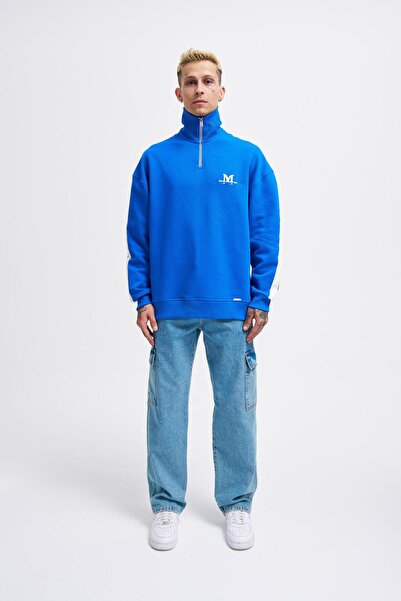 Machinist Чоловіча чорна смугаста кофта - високий комір, SOFT BLUE