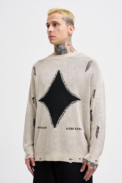 Machinist Men's Patterned Stone Sweater