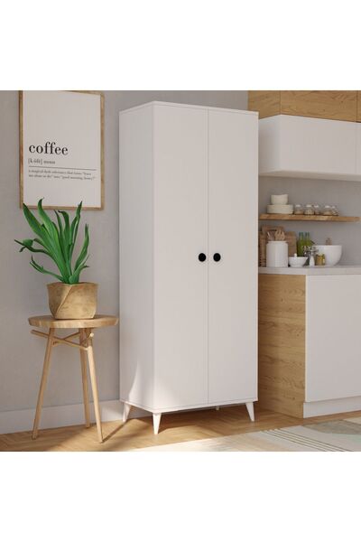 İMBAŞ 2 Kapaklı 5 Raflı MEGA Çok Amaçlı Mutfak Dolabı Banyo Dolabı Beyaz