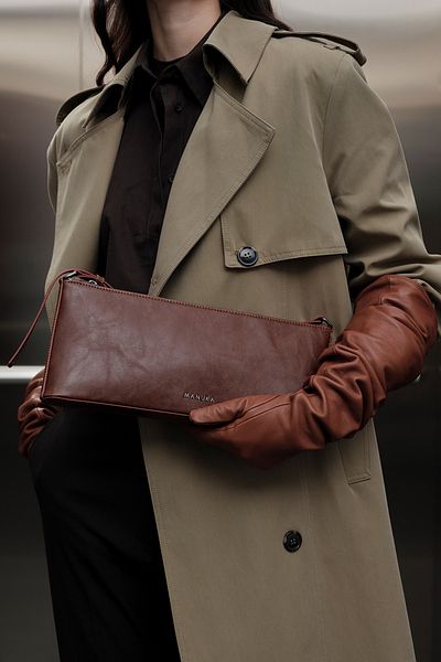 Manuka Brown Thin Strap Baguette Bag