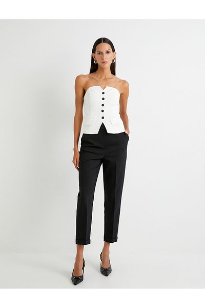 Koton Cigarette Fabric Trousers High Waist with Pockets