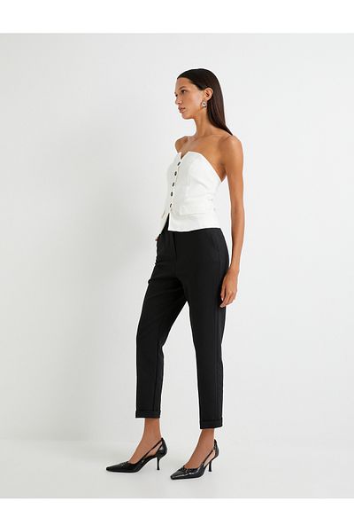 Koton Cigarette Fabric Trousers High Waist with Pockets
