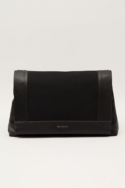 Manuka Schwarze Canvas-Ledertasche