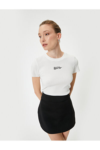 Koton Tricou imprimat cu slogan, cu mânecă scurtă, decolteu, bumbac, catifea,...