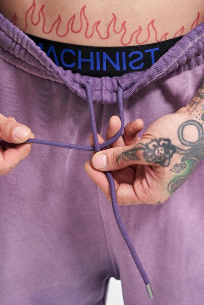 Machinist Ανδρικό φαρδύ μωβ φούτερ Grandient Washed