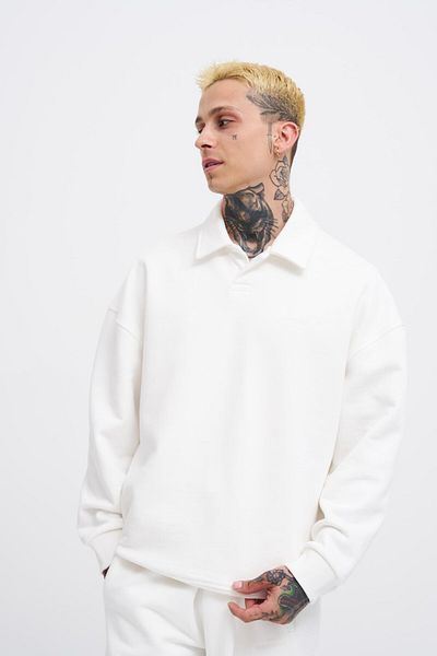 Machinist Ανδρικό φούτερ Basic Diagonal Polo Ecru
