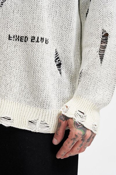 Machinist Men's Patterned Ecru Sweater