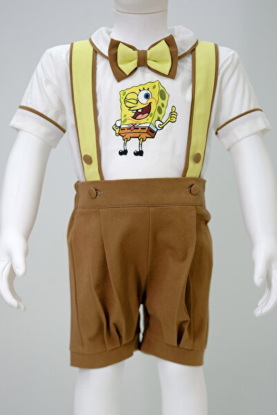 annerüyası SÜNGER BOB BASKILI ŞORT SALOPET TAKIM