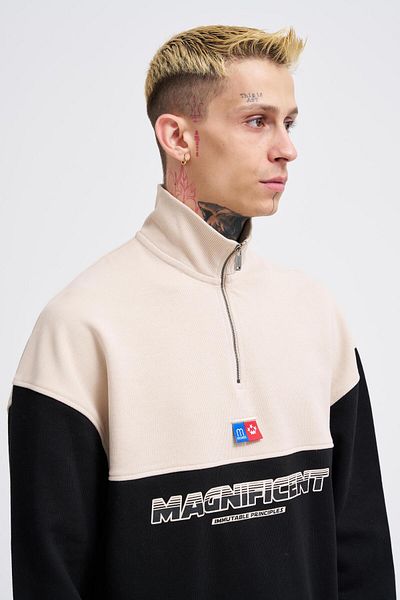 Machinist Ανδρικό φούτερ Yoke Detail Μαύρο-SOFT BEIGE