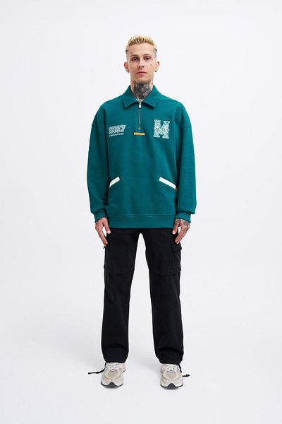 Machinist Ανδρικό φούτερ με φερμουάρ Polo Petrol Green Badge