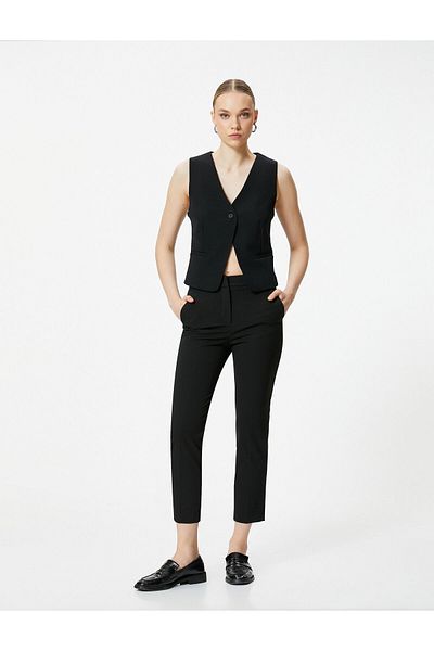 Koton Hose aus Zigarettenstoff mit hoher Taille und Taschendetails
