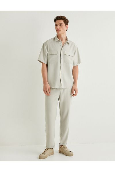 Koton Short Sleeve Shirt Buttoned Flap Pocket Detail Viscose Fabric Regular Fit
