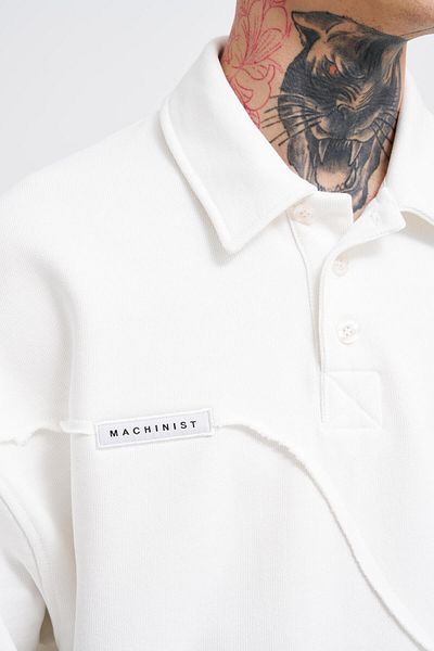 Machinist Ανδρικό φούτερ Polo Ecru Distressed Stitch