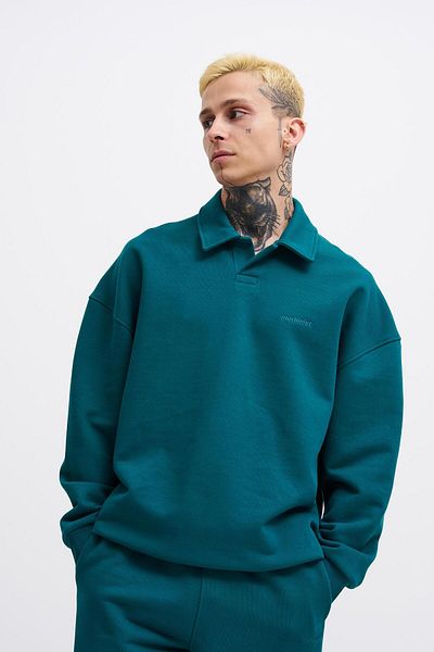 Machinist Ανδρικό φούτερ Basic Diagonal Polo Petrol Green