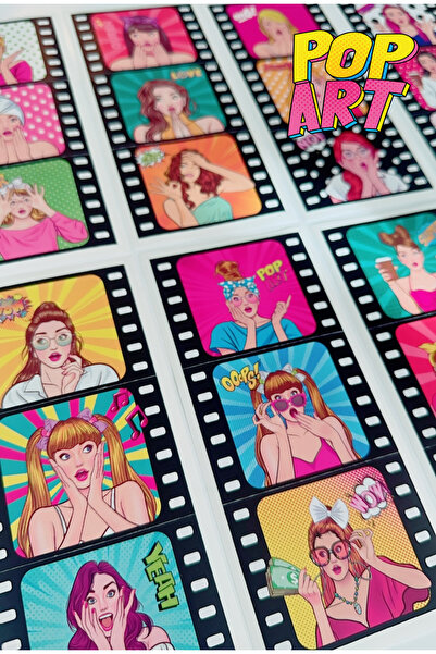 SooPRINT Pop Art Girl Temalı Retro Sticker Koleksiyonu -Scrapbook / Planner /...