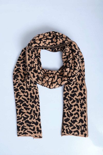Sebir Moda Leopard Patterned Knitwear Scarf