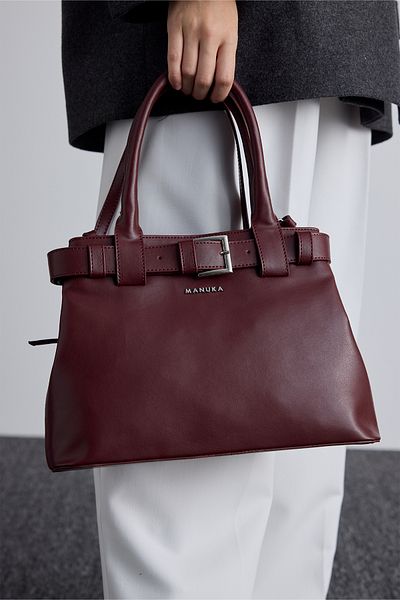 Manuka Burgunderrote Bella-Tasche mit Metallschnalle