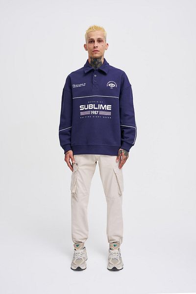 Machinist Ανδρικό φούτερ με στάμπα Polo Navy Blue