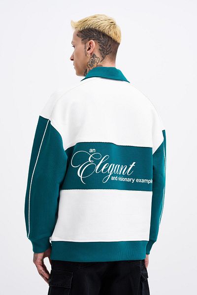 Machinist Ανδρικό φούτερ Ecru Polo - Contrast Piped, OIL GREEN
