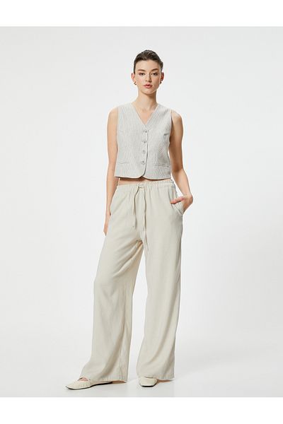 Koton Comfortable Cut Palazzo Trousers - Elastic Waist