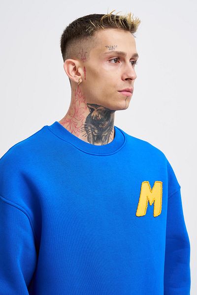 Machinist Hanorac pentru bărbați cu broderie cu mărgele Soft Blue
