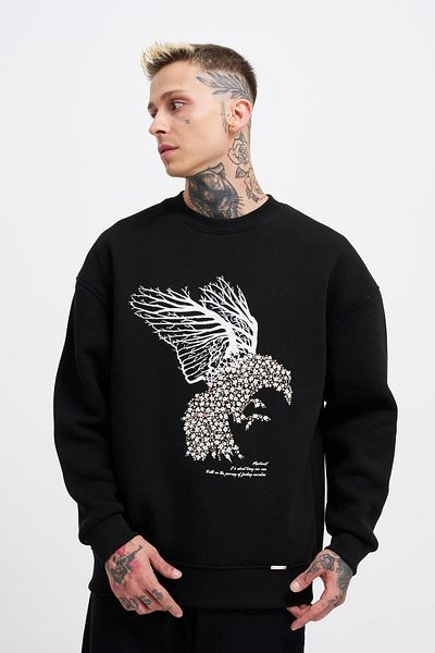 Machinist Ανδρικό φούτερ Floral Bird μαύρο