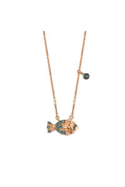 BEE GODDESS Balık Mavi Pırlanta Altın Kolye
