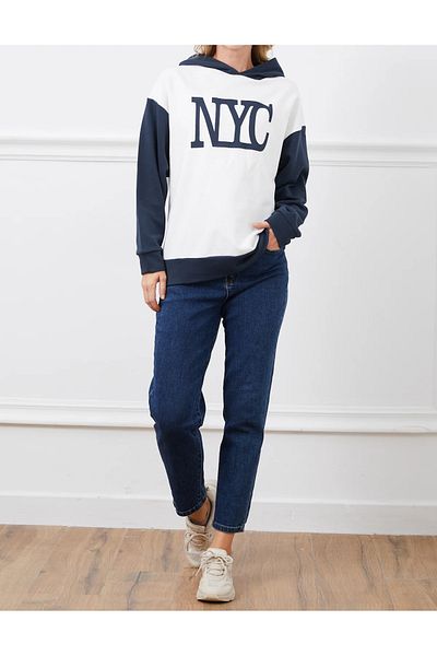 Tex Republic Γυναικεία φούτερ με κουκούλα Nyc με στάμπα με στάμπα με τρεις κλωστές