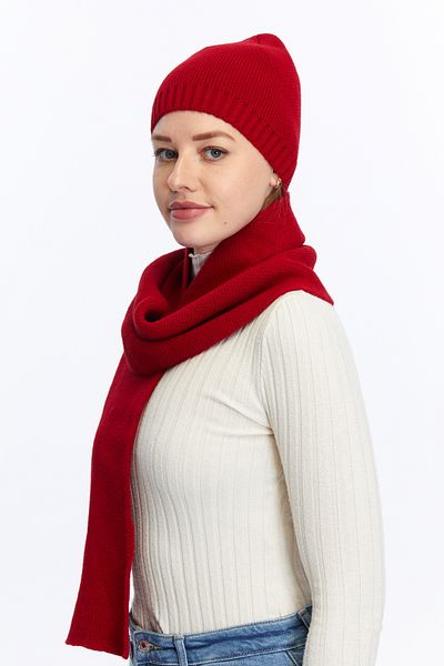 Aghilo Luxury Red Scarf Beanie Set