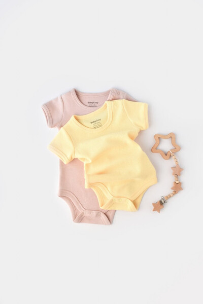Evelise Set2body-uribebeunisex-100%bumbac-Galben/RozBabyCosy(Marime:6-9luni)