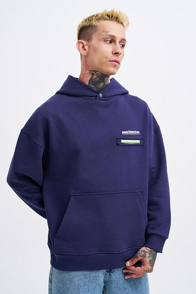Machinist Ανδρικό εμπριμέ συνονθύλευμα Navy Blue Hoodie