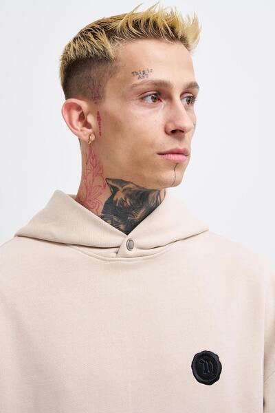 Machinist Чоловічий контрастний патчворк світло-бежевий худі