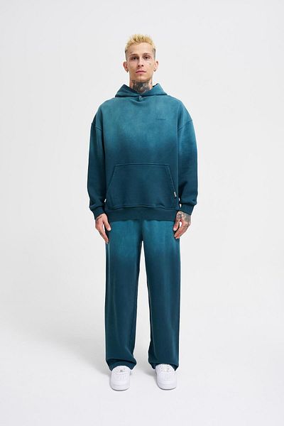 Machinist Ανδρικό κουκούλα με ντεγκραντέ Washed Petrol Green
