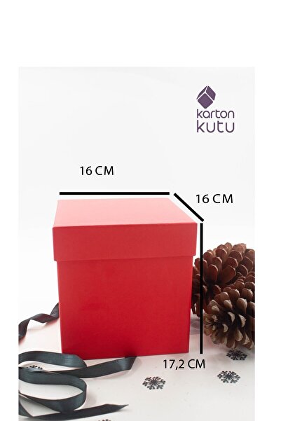 carton box Kırmızı Hediye Kutusu Kurdeleli Sert Boş Lüks Yılbaşı Kutusu 16 Cm / No_4