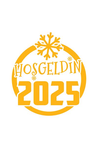 New Jargon 2025 Στοιχείο - Μεγάλη νιφάδα χιονιού στον κύλινδρο και κίτρινες διακοσμήσεις καλωσορίσματος