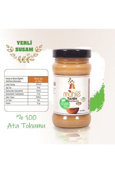 Mühle Organic Çifte Kavrulmuş Tahin 280 gr Yerli Susam