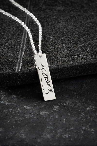 Vetro Silver Erkek Özel Tasarım 925 Ayar Gümüş ATATÜRK İmzası Kolye