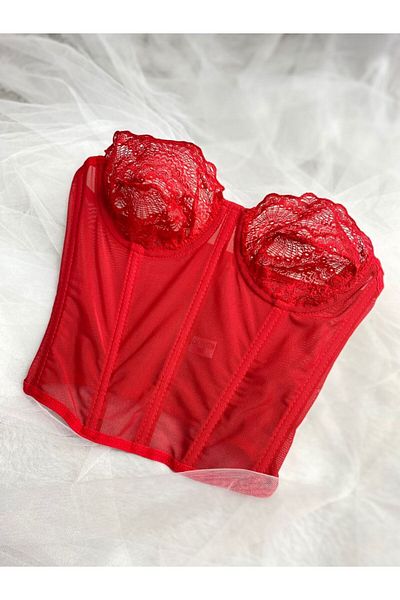 Lapova Underwire Patterned Lace Detail Bustier