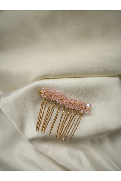 İstoria Bridal قطعتان من مشبك المشط الصغير الوردي، إكسسوار شعر الخطوبة والزفاف،