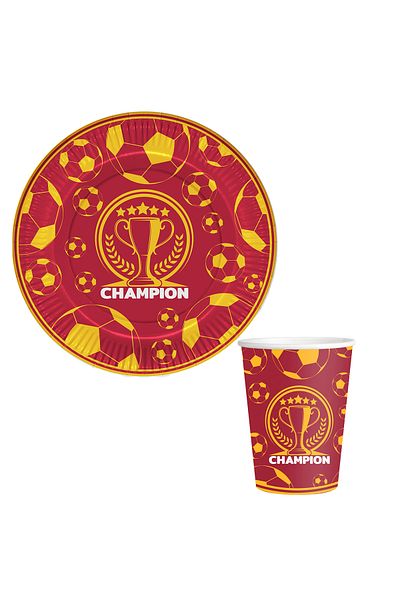 kidspartim Champion Themed Cardboard Plate Cup Set of 8