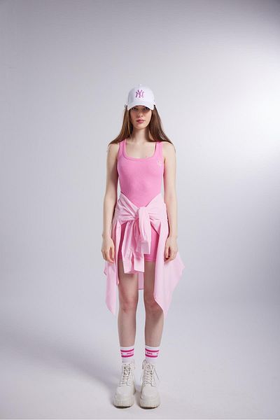 HOLLY LOLLY Zoe Jumpsuit with Ribbed Fabric Shorts Pink