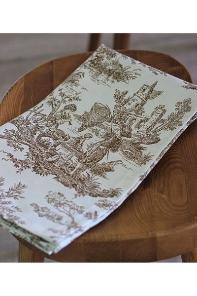 BARİA HOME Brown Panama Linen French Peasants Runner