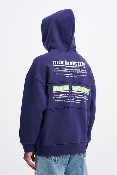 Machinist Ανδρικό εμπριμέ συνονθύλευμα Navy Blue Hoodie