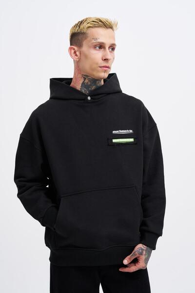 Machinist Чоловіча худі з принтом «Петчворк» чорного кольору