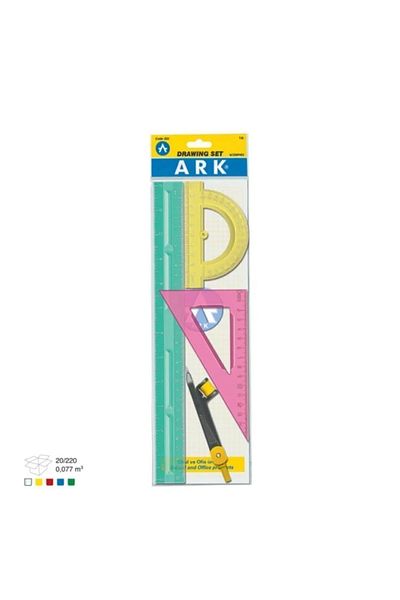 Ark Unbreakable Color Drawing Ruler Set Flexible Drawing Stationery School Set 4 Pieces