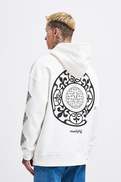 Machinist Ανδρικό μπαλωμένο Ethnic Ecru Hoodie