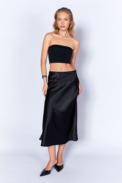 Manche Black Satin Skirt MKN298936-01