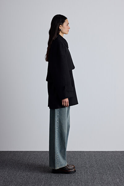 Manuka Чорний тренч-пальто з хрестоподібним коміром - MARİ