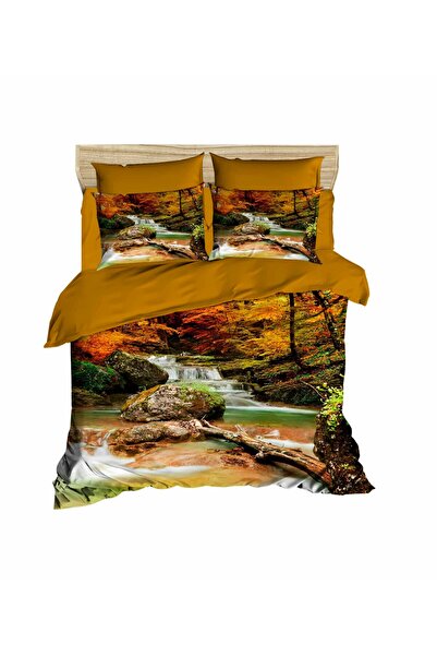 Fabeteks River Scenery in the Forest 3D Double Duvet Cover Pillow Set
